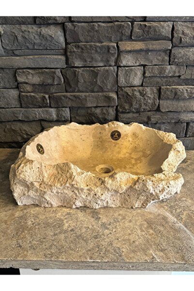 Polen Stone Traverten Doğal Taş Kaya Modeli Lavabo