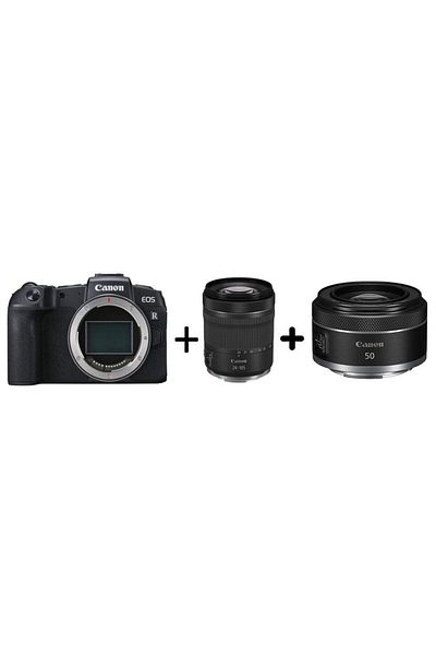 Canon جسم كاميرا EOS RP وعدسة RF 24-105mm F4-7.1 IS STM EOS RP RF24-105 S+RF50 F1.8STM (EXPO) باللون الأسود