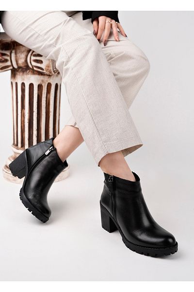 Deripabuc Genuine Leather Black Women's Leather Boots Trc-18301