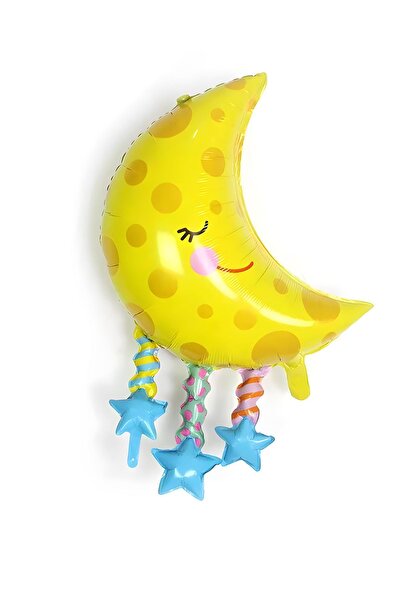 Patladı Gitti Yıldızlı Ay Folyo Balon 89 Cm