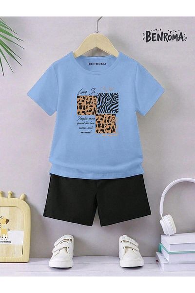 BENROMA Set pantaloni scurți unisex pentru copii - imprimat cu caractere