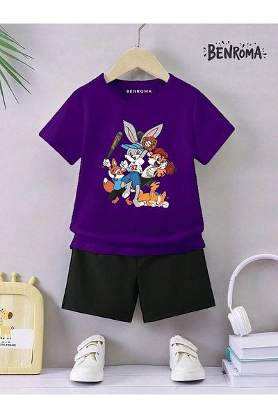 BENROMA Unisex Kids Shorts Set - Character Printed