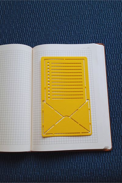 Karmelom Studio Bullet Journal Note and Letter Envelope Themed Template Ruler