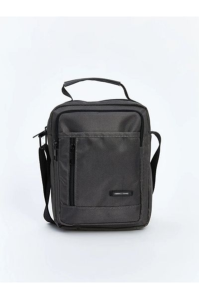 LC Waikiki Lcw Accessories Anthracite Label Printed Men's Crossbody Bag with Zipper