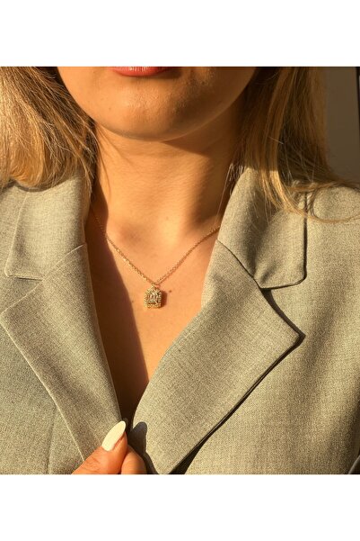 SHINELUC قلادة باجيت من الفولاذ الذهبي