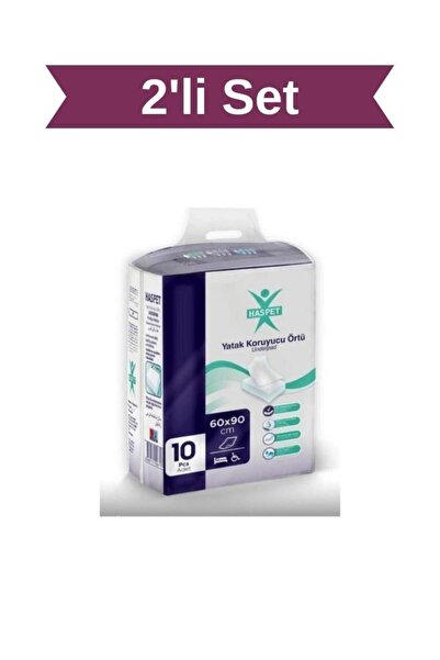 Has-Pet 2'Li Set Haspet Yatak Koruyucu Örtü- Kedi Köpek Çiş Pedi 60X90 cm 10'lu
