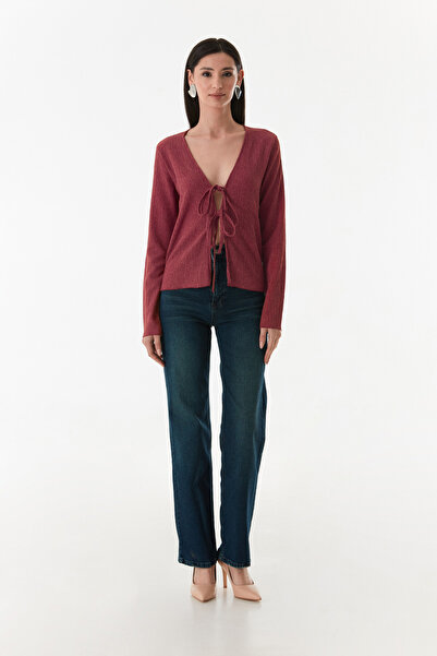 Fulla Moda Wrapped Fabric Front Tie Cardigan