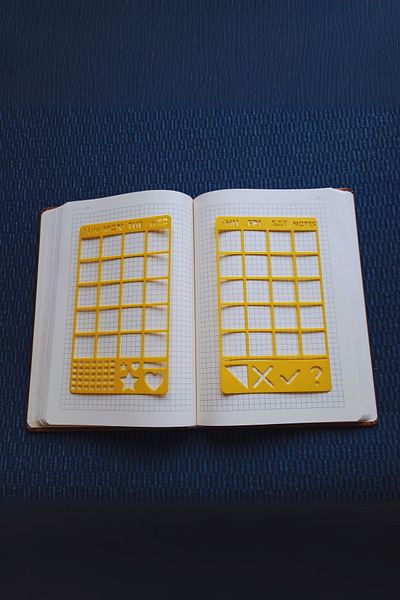 Karmelom Studio Bullet Journal Calendar Set of 2 Stencil Rulers - Weekly & Monthly Planning Ruler