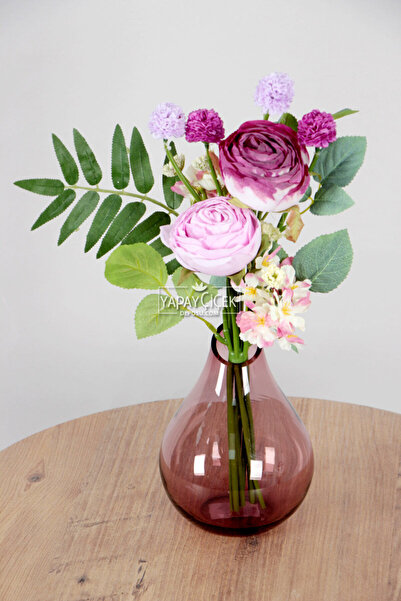 Yapay Çiçek Deposu Изкуствени цветя Висококачествени карамфили Божури Рози Букет 40 см Сушени рози