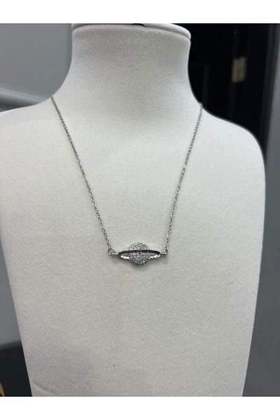 Store Zircon Stone Steel Planet Necklace