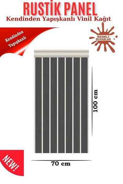 Renkli Duvarlar 70cmx100cm 1buc model rustic antracit adeziv vinil tapet panou lambriu cu model
