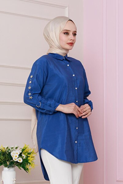 Sevitli Μπλε τουνίκ - Λεπτομέρεια με μανίκια