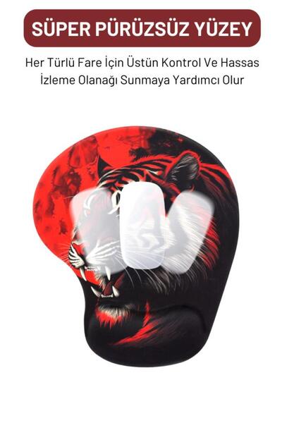 Lord Mountain Red Flame Tiger Wrist Supported Mouse Pad