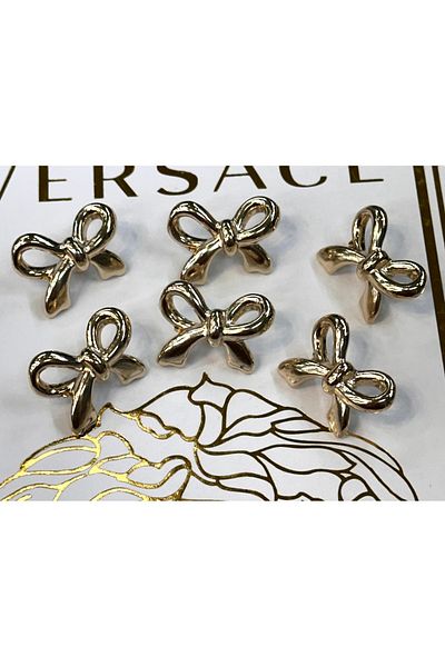 ODDA TASARIM ATÖLYESİ Bow Model Metal Design Gold Color Set of 6 Buttons