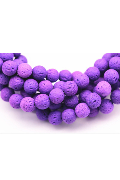 SESİKA HOBİ Piatra naturala originala A calitate mov lavă 8 mm 1 șuviță medie...