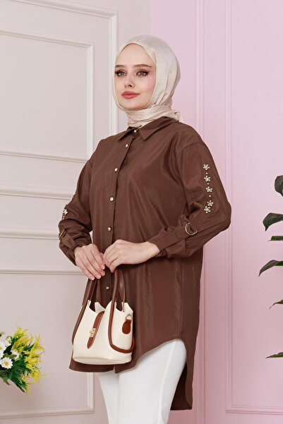 Sevitli Καφέ τουνίκ - Λεπτομέρεια με μανίκια