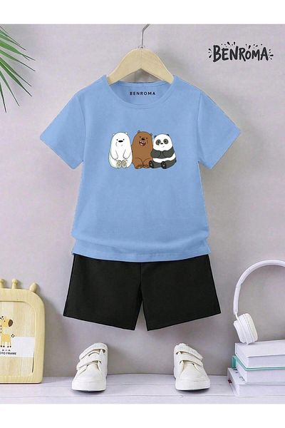 BENROMA Set pantaloni scurți unisex pentru copii - imprimat cu caractere