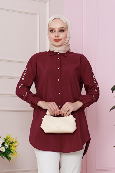 Sevitli Burgundy Tunic - Handle Lighter Detailed