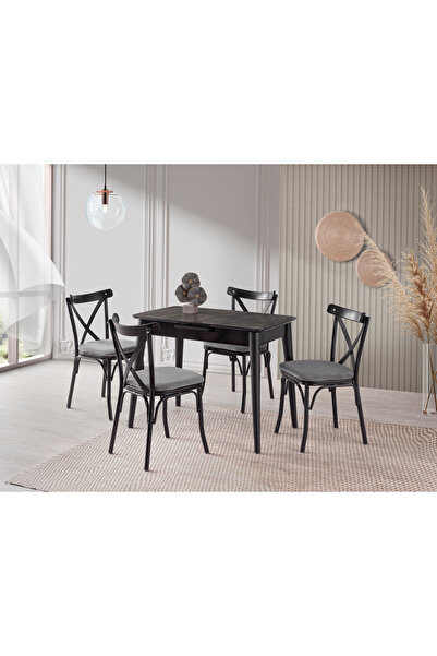 Viento Mobilya Venüs İrony Highgloss Açılır 100X60 Masa Bahar 4 Kişilik Gri B...