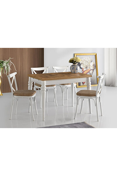 Viento Mobilya Büyüyen Antik Çam Desen Açılır 110X70 Masa Bahar 4 Kişilik Viz...