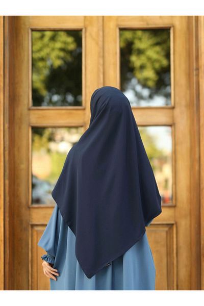 FRESCO SCARFS Hijab Hijab - Μεταξωτό Φουλάρι Medina και Navy Blue