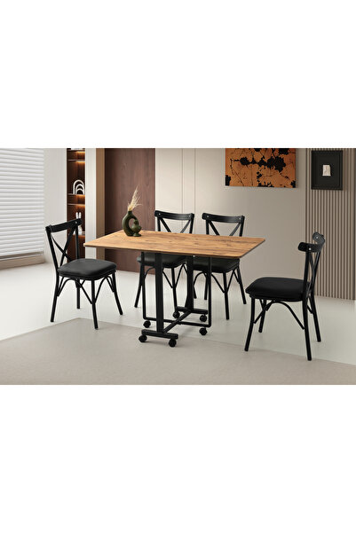 Viento Mobilya Lizbon Diş Budak Desen Katlanır 130X70 Masa 6 Kişilik Babyface...