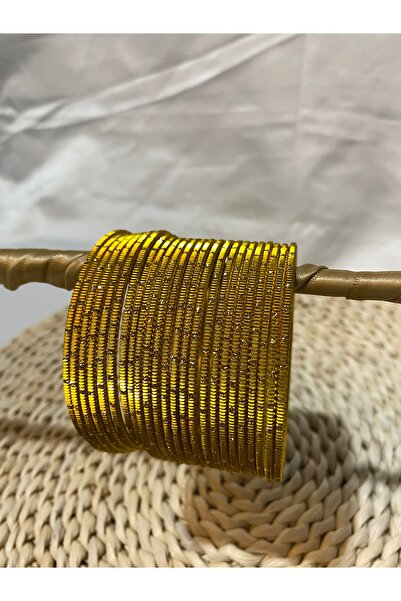 Home Şık Nervürlü Alüminyum Hint Bilezik Seti – 24’lü Parlak Detaylı - 2.10 B...