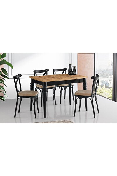 Viento Mobilya Büyüyen Antik Çam Desen Açılır 110X70 Masa Bahar 4 Kişilik Viz...