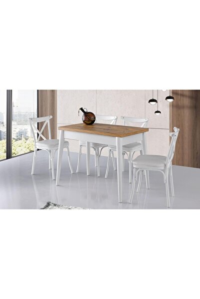 Viento Mobilya Dolunay Antik Çam Desen Açılır 100X60 Masa Bahar 4 Kişilik Bey...