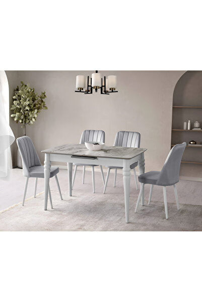 Viento Mobilya Venüs Bermuda MDF Açılır 120X80 Masa Nil 4 Kişilik Açık Gri Ba...