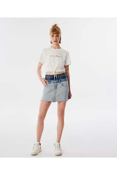 Twist Slogan Front Tie T-Shirt