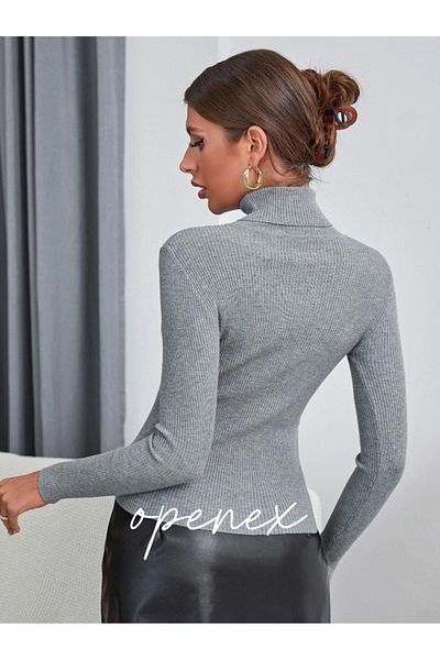 OPENEX Women's Seasonal Ribbed Full-Top Knitwear Sweater