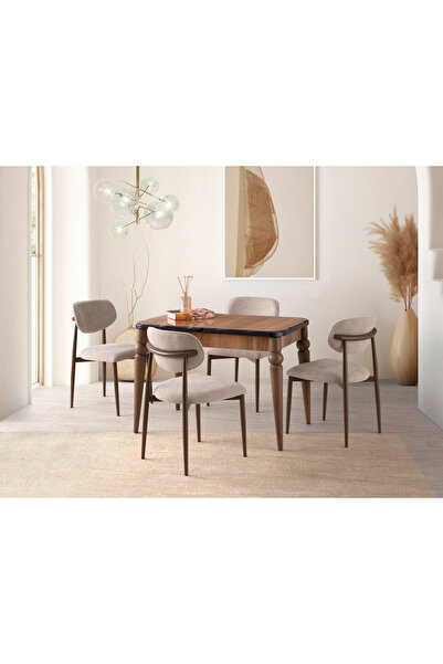 Viento Mobilya Kelebek Hazal Highgloss Açılır 110X70 Masa Liza 4 Kişilik Vizo...
