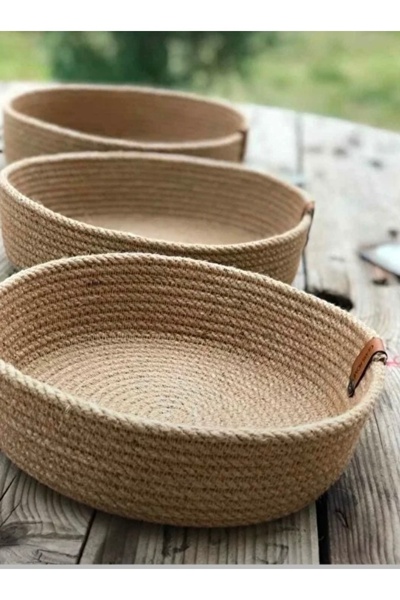 GLASS HOME سلة خوص مكونة من 3 قطع، وسلة مناشف خوص، ومنظم للمطبخ والحمام، ومجموعة سلال متعددة الأغراض