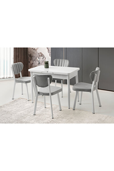 Viento Mobilya Milano Kelebek Beyaz Renk Açılır 100X60 Masa 4 Kişilik Babyfac...