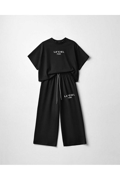 Magu Girls' Oversize Casual Set Cotton T-Shirt Tracksuit Comfortable Combination