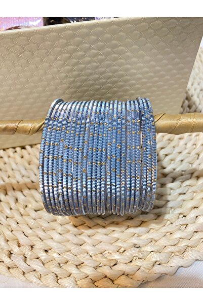 Home Şık Nervürlü Alüminyum Hint Bilezik Seti – 24’lü Parlak Detaylı - 2.10 B...