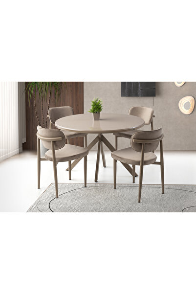 Viento Mobilya Pegasus Cappicino HG Açılır 120X70 Masa 4 Adet Babyface Kumaş ...