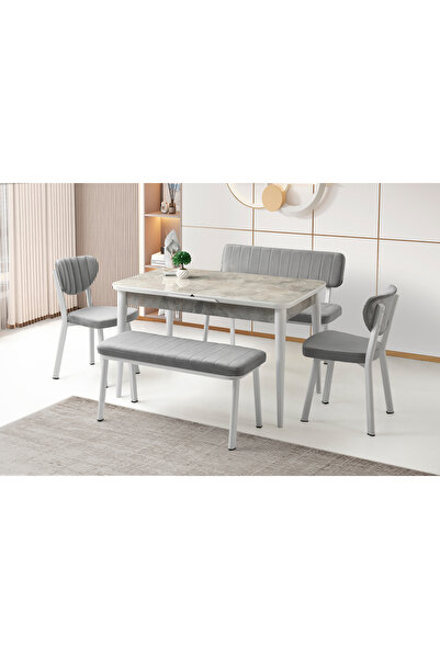 Viento Mobilya Kelebek Tekno Rambla HG Açılır 120X70 Masa 6 Adet Bukle Kumaş ...