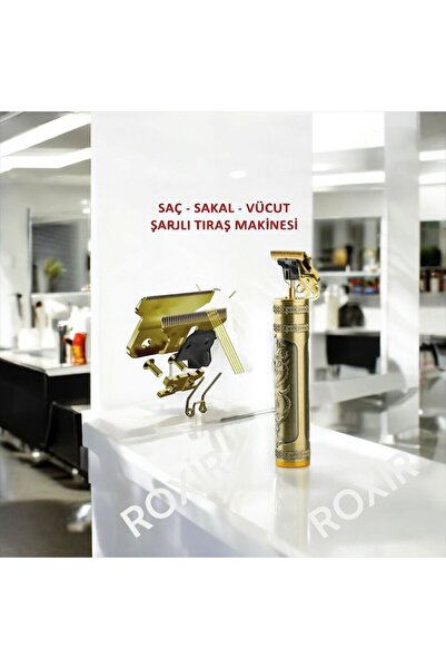 Roxir Saç Sakal Ense Çizim Tıraş Makinesi (PROFESYONEL, METAL, HASSAS, T-BIÇAK)