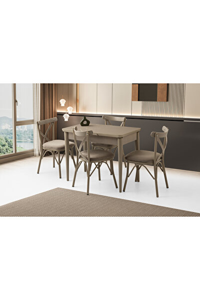 Viento Mobilya Kelebek Tekno Cappicino HG Açılır 100X60 Masa 4 Kişilik Babyfa...