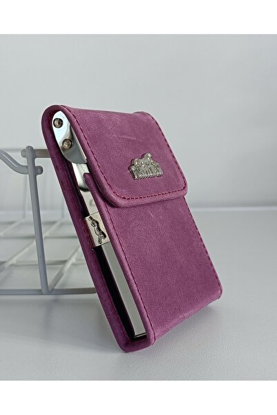 Nattural Deri Slim Sigara Tabakası - lila