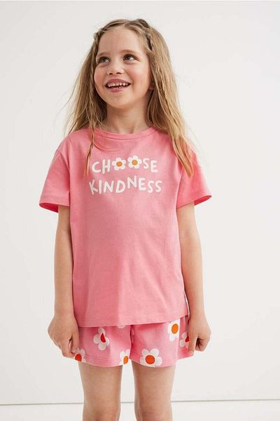 Magu Pink Floral Patterned Children's Shorts Set |   Choose Kindness Summer Suit