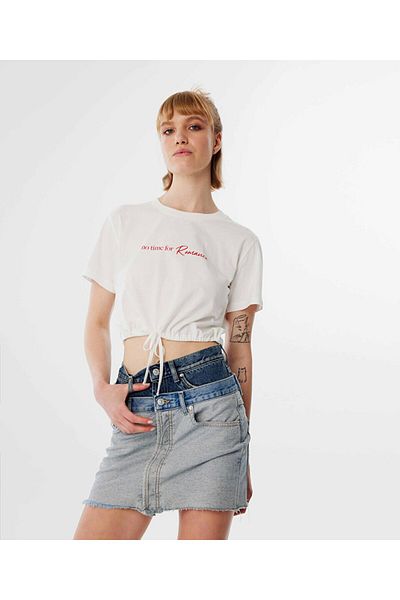Twist Slogan Front Tie T-Shirt