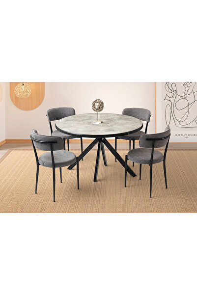 Viento Mobilya Pegasus Rambla Highgloss Açılır 120X70 Masa 6 Adet Bukle Kumaş...