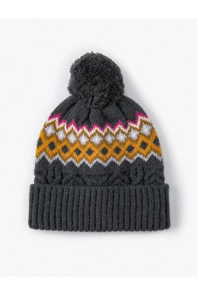 Namaste Vintage Winter Beanie with Print Pompom