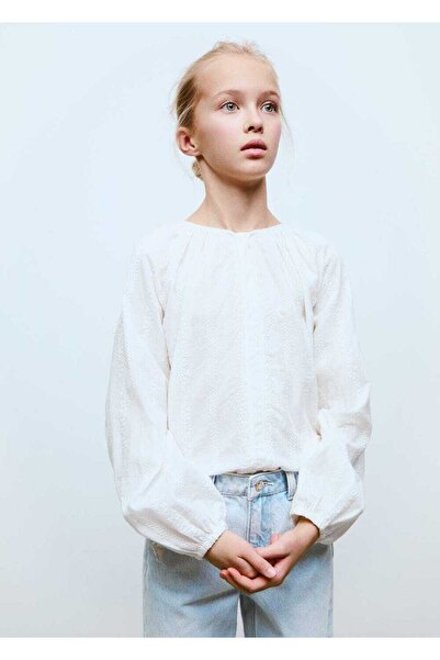 MANGO Kids Pantaloni de blugi decorativi rupti, model mom fit