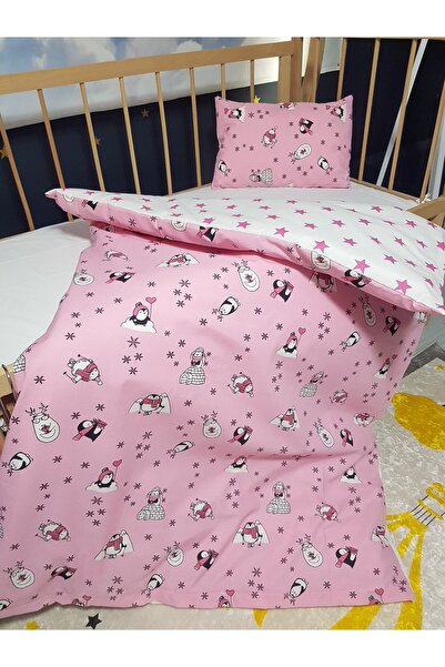 bebek_iklimi 5 Piece 90X130 Baby Sleeping Set - Penguin Comforter Pillow Sheet Set