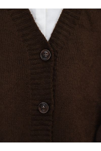 Modamorfo Buttoned Oversize Knitwear Cardigan - Brown
