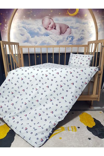 bebek iklimi 5 Piece 90X130 Baby Sleeping Set - Sailor Quilt Pillow Sheet Set